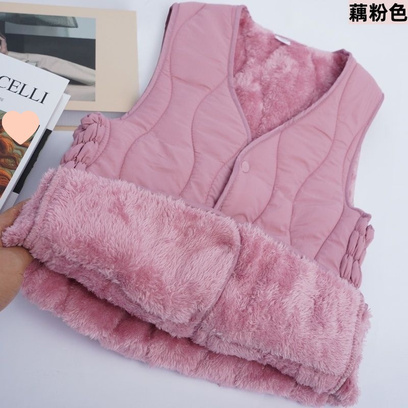가을 겨울 양털느낌 안감 누빔 보온 조끼 브이넥 기모 베스트