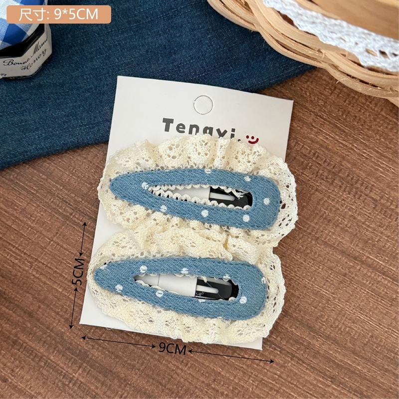 红色系格纹圆点蕾丝花边掰掰夹少女时尚百搭碎发夹甜美刘海夹发饰|undefined