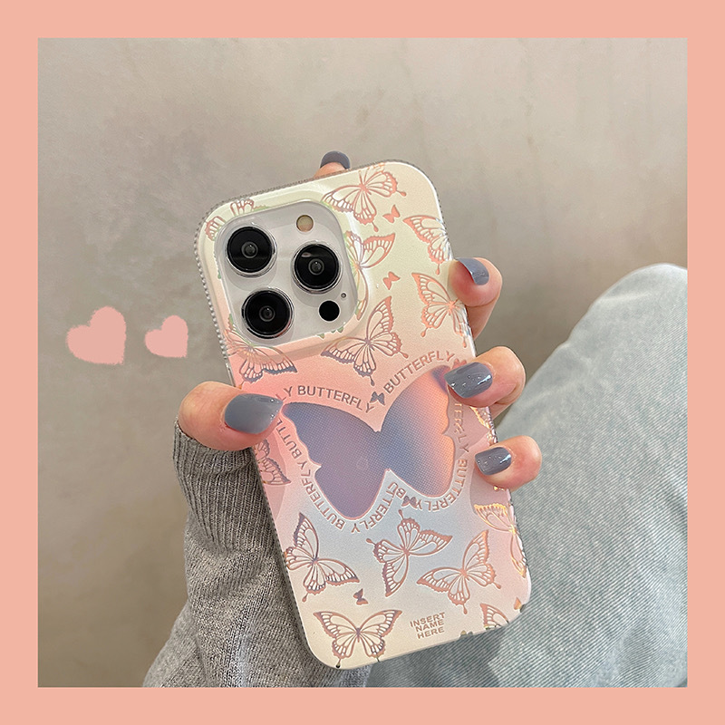 Girl ins gradient laser personality butterfly Apple 13 phone case 121114promax Korean style South Korea Girl ins gradient laser personality butterfly Apple 13 phone case 121114promax Korean style South Korea