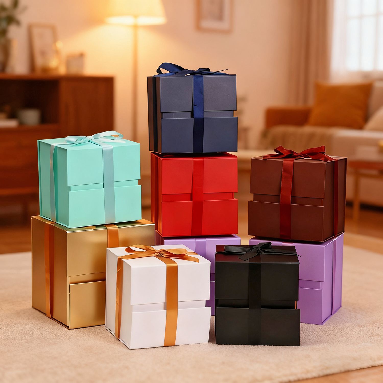 Caixa de regalo de cinta simple, caja de embalaje plegable, caja de regalo de cumpleaños, cosméticos, caja de regalo