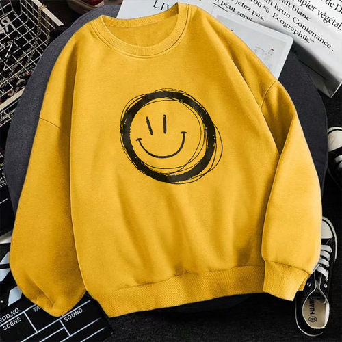 Men's Crew Neck Padded Sweatshirt for Autumn and Winter, No Hat, Leisure Style Top, Loose and Trendy, Versatile, Salt-and-Pepper Outdoor Style, Instagram Inspired