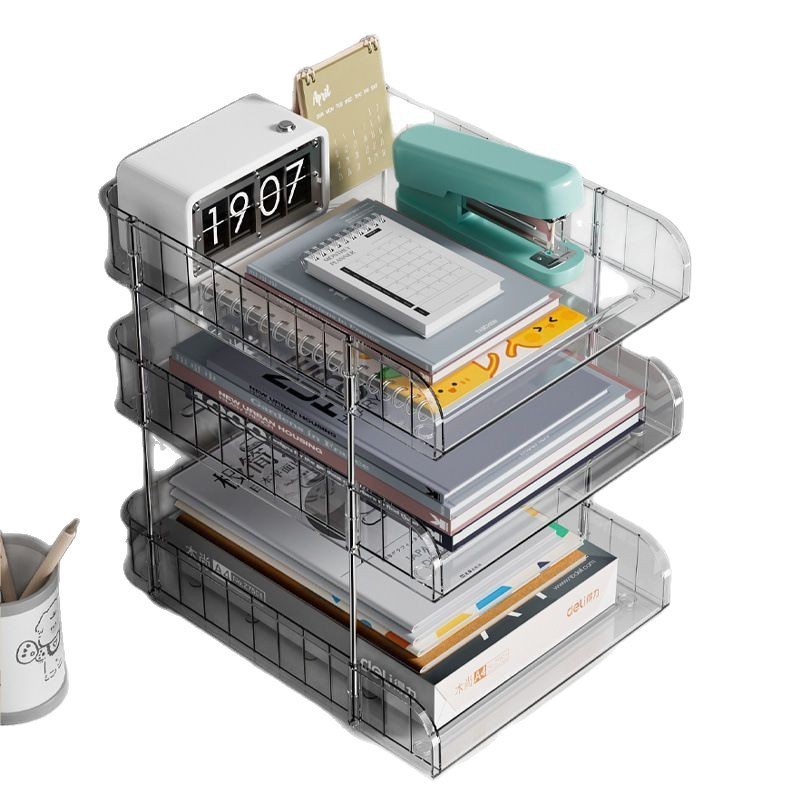デスクトップファイル収納ラック透明プラスチックファイルキャビネットアクリルブックスタンド大容量事務用品収納ボックス|undefined