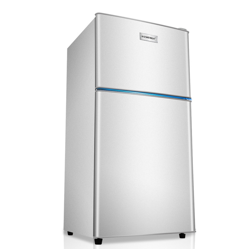 Refrigerador pequeño Shenhua de 58-108 litros para uso doméstico, ideal para apartamentos de alquiler, con congelador en la parte superior y refrigerador en la parte inferior, mini refrigerador eléctrico de doble puerta para dormitorios.