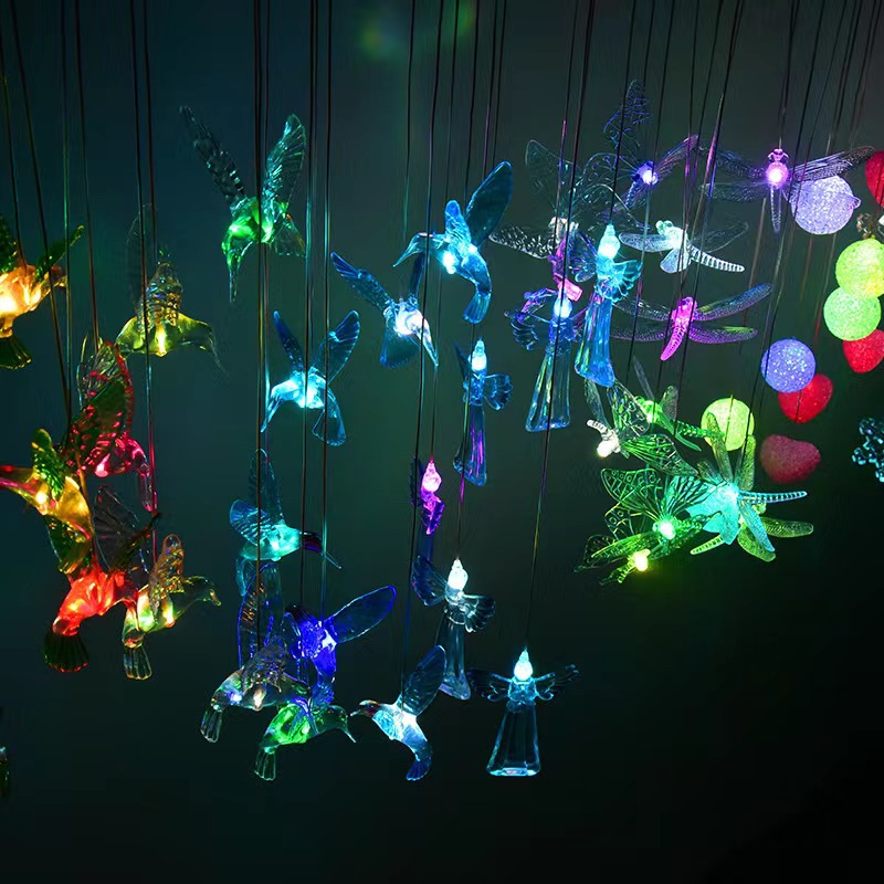 Nueva Bola de partículas solares al aire libre carillón de viento luz LED colibrí Cadena de luz interior patio paisaje Luz Jardín