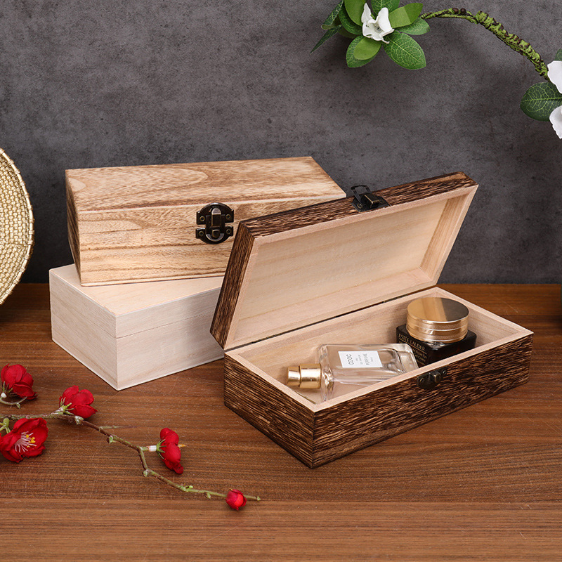Rectangular wooden retro storage box
