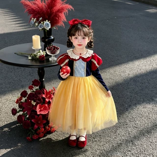 女童2026年秋款新款白雪公主丝绒纱裙韩版童装网红礼服裙一件代发