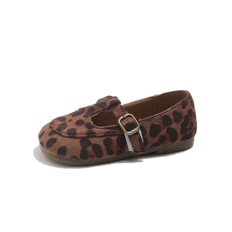Mädchenschuhe aus schokoladenbraunem Ahornleder mit Leopardenmuster im koreanischen Stil, einzelne Schuhe für Kinder, Schülerinnen, Herbstsaison_voghion.com