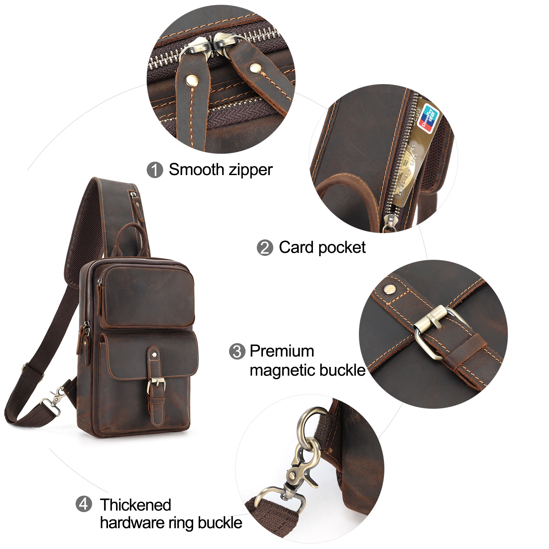 Pechera de Cuero para Hombre de Piel de Vaca, Resistente al Desgaste para Uso Diario image 5
