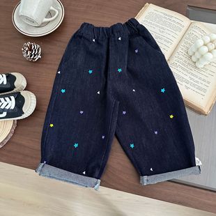 Boys' Pants Spring 2025 New Vintage Star Jeans Western Style Girls Casual Trousers Baby Children's Wear Trendy