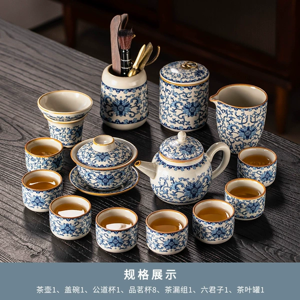 (Prosperity) 13-piece teapot, bowl, eight-cup set + tea ceremony + tea can