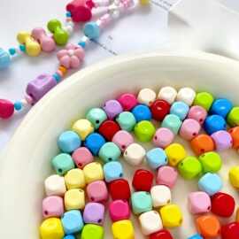 斜方切面胖方块珠子散珠子diy手链项链串珠材料配件手机链包挂件