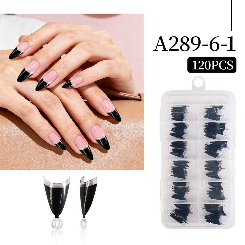 Cross-Border Exclusive French-Style Pointed Nails, European and American French-Style Wearable Nails, Ultra-Thin, Traceless, Scratch-Free Manicure Nails
