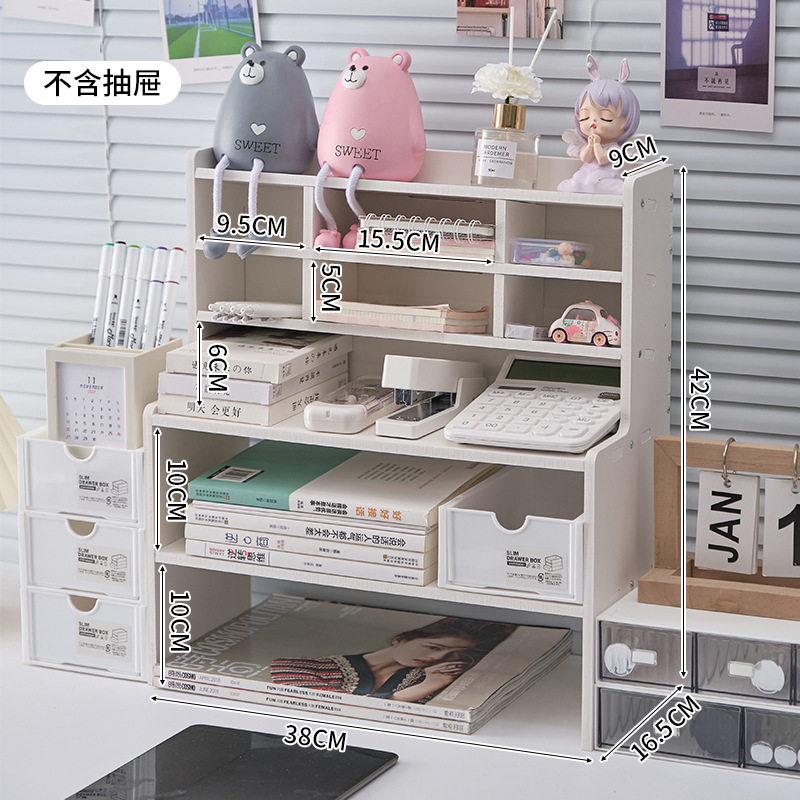 INS estante de almacenamiento de escritorio Escritorio de dormitorio de estudiantes estante de almacenamiento escritorio papelería organizador estante de múltiples capas pequeño