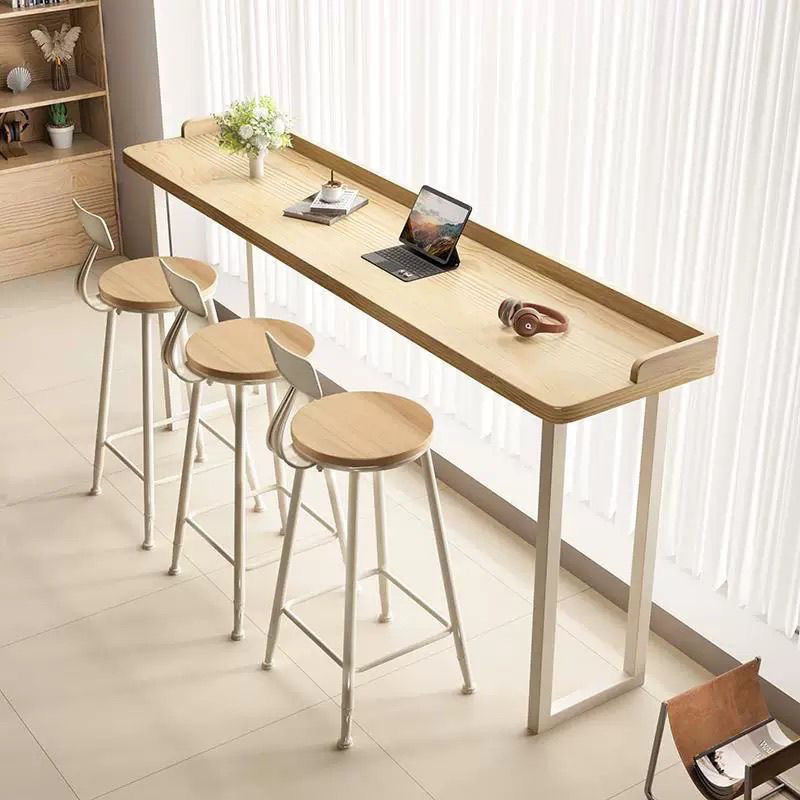 Solid Wood Bar Counter for Home Balcony, Wall-Mounted Table, Simple Bar Table, Long Bar Counter, Window-Side High Table and Chair Set for Export