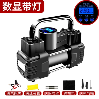 Electric Double-Cylinder Car 12V – Hava nasosu - strong-double-pump-100-cylinder-digital-display-with-light-cloth-bag-black
