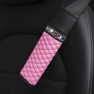 Sürətlər qutusu və əl tormozu başlıqları, Car Shoulder Pad Set 5-Piece - diamond-shoulder-pads-one-pair-black-and-pink