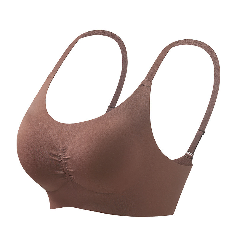Ropa interior de pechos pequeños y agradable para la piel de la misma fuente, sin costuras para mujer, levantando, sujetador anti-flacidez, sin anillo de acero, taza delgada de 0.5cmAB
