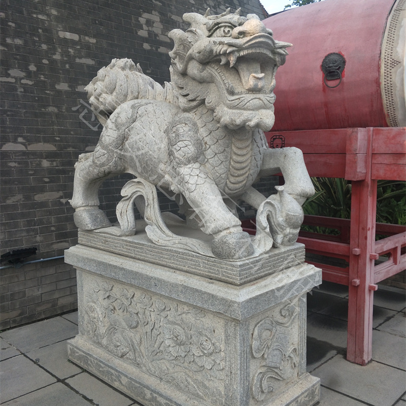 厂家直销 石雕麒麟 花岗岩麒麟寺庙石雕麒麟