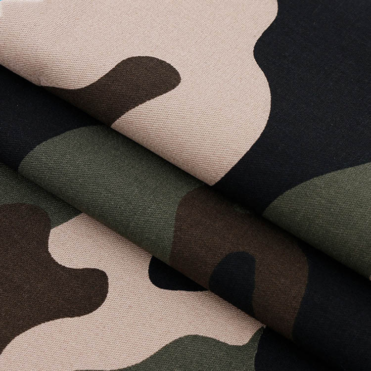 Fabrica directa de impresión de camuflaje barato textil verde camuflaje camisa de hombre tela