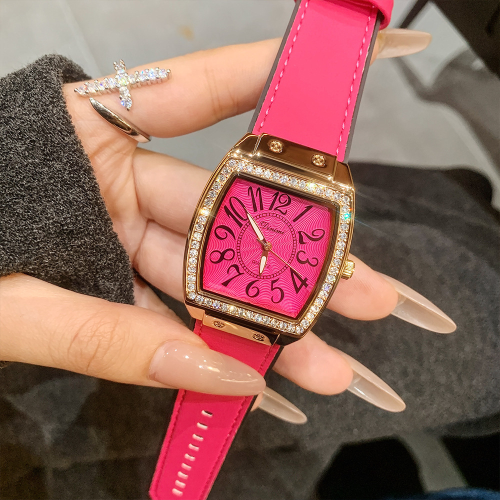 Dinimi Timini Watch 77120 Factory Wholesale Fm Popular Diamond-Edged Wine Barrel-Shaped Gorgeous Women's Watch