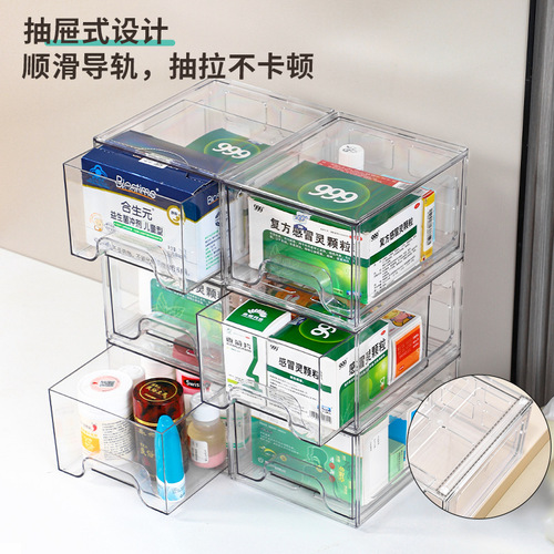 Bestselling medicine box with drawer-style pull-out multi-layer medical drug medical first aid desktop storage box drawer-style daily