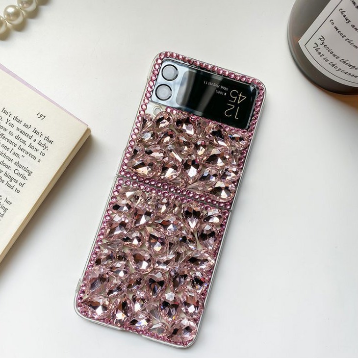 适用三星zflip4折叠屏水钻手机壳翻盖ZFlip5满钻韩zflip3保护套女