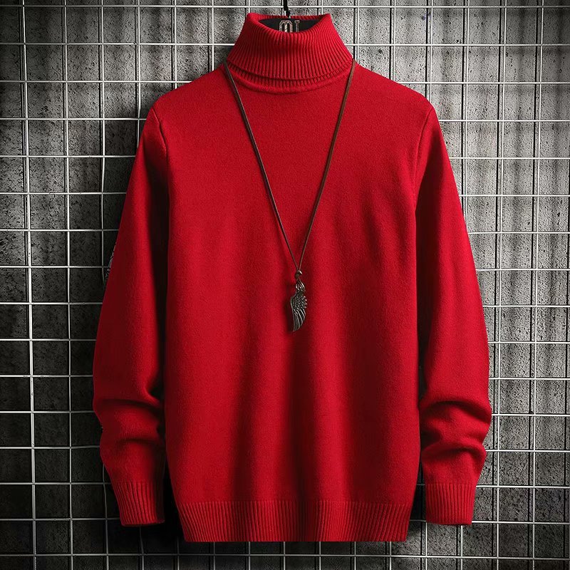 Suéter de terciopelo de visón cuello alto de los Hombres estilo coreano suéter de color degradado de moda camisa de fondo para hombres otoño e invierno abrigo de punto grueso