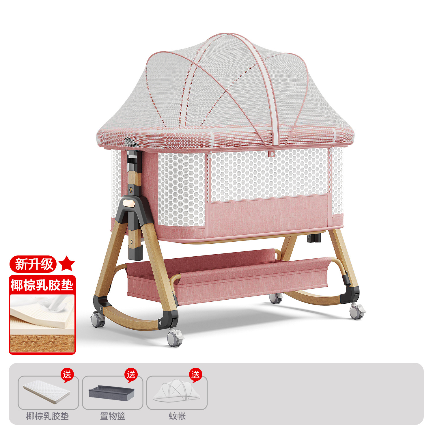 Cama de bebé móvil portátil cuna cama plegable multifuncional BB cama para recién nacidos empalme cama grande