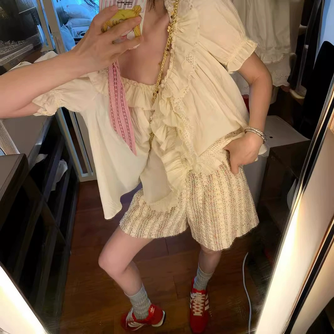 [Готовый запас] MINISMAL романтический хлопковый кукольный топ с деревянным цветком Тайндалла, летний дизайн 2024, маленький