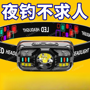 Led Headlight Super Bright Rechargeable Head-Mounted Strong Light Sensor Extra Bright Flashlight Small Portable Night Fishing Light