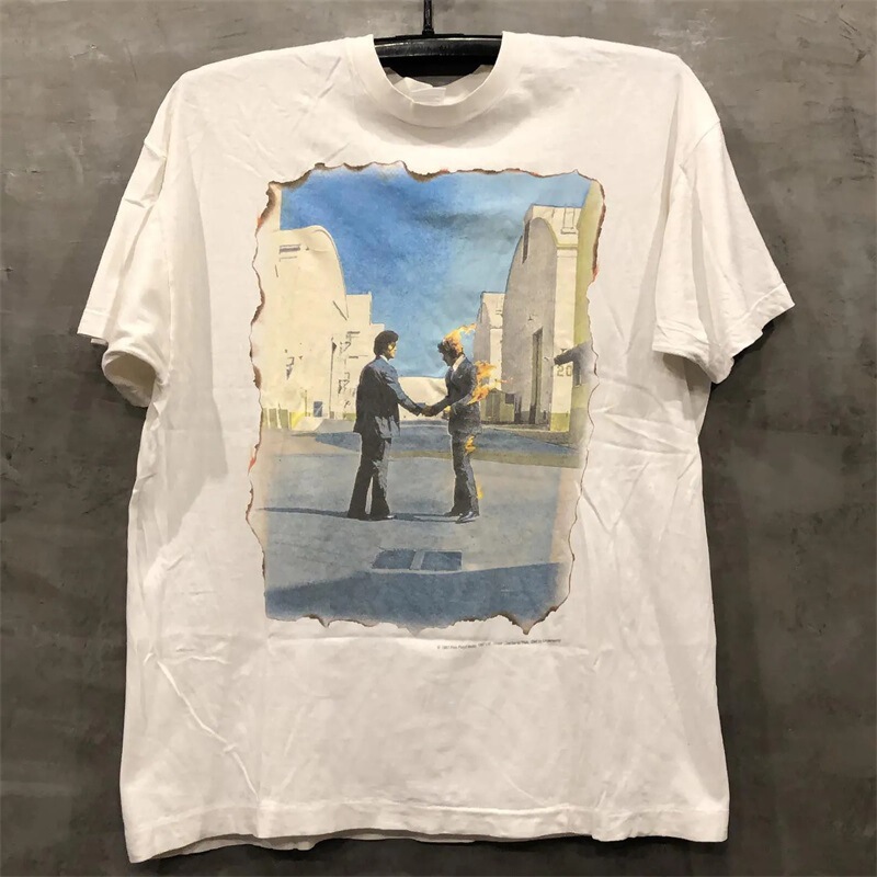 Pink Floyd British Rock Band Pink Floyd Cotton Small Collar Trendy Unisex Short Sleeve T-Shirt