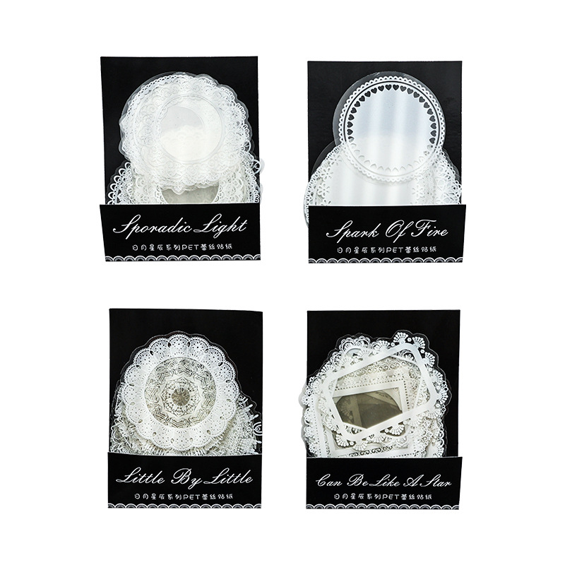 Yuezhen Sun Moon Star mano cuenta pegatinas vintage encaje niños mano cuenta pegatinas PET Goo tarjeta material traje al por mayor