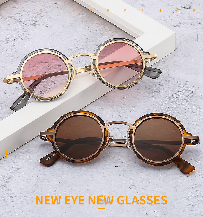 65g Weight Full Frame Glasses Structure Sunglasses Classification Fashion Color Block PC UV400 Protection Round Frame Patchwork Full Frame Women's Sunglasses