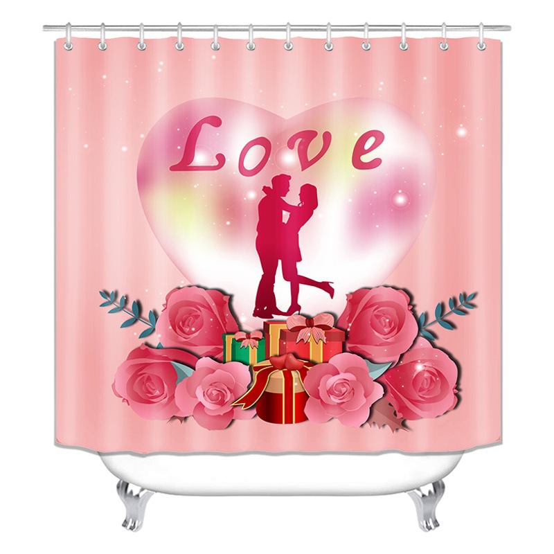 Día de San Valentín chino Cortina de ducha escena cálida diseño Fondo paño traje de baño