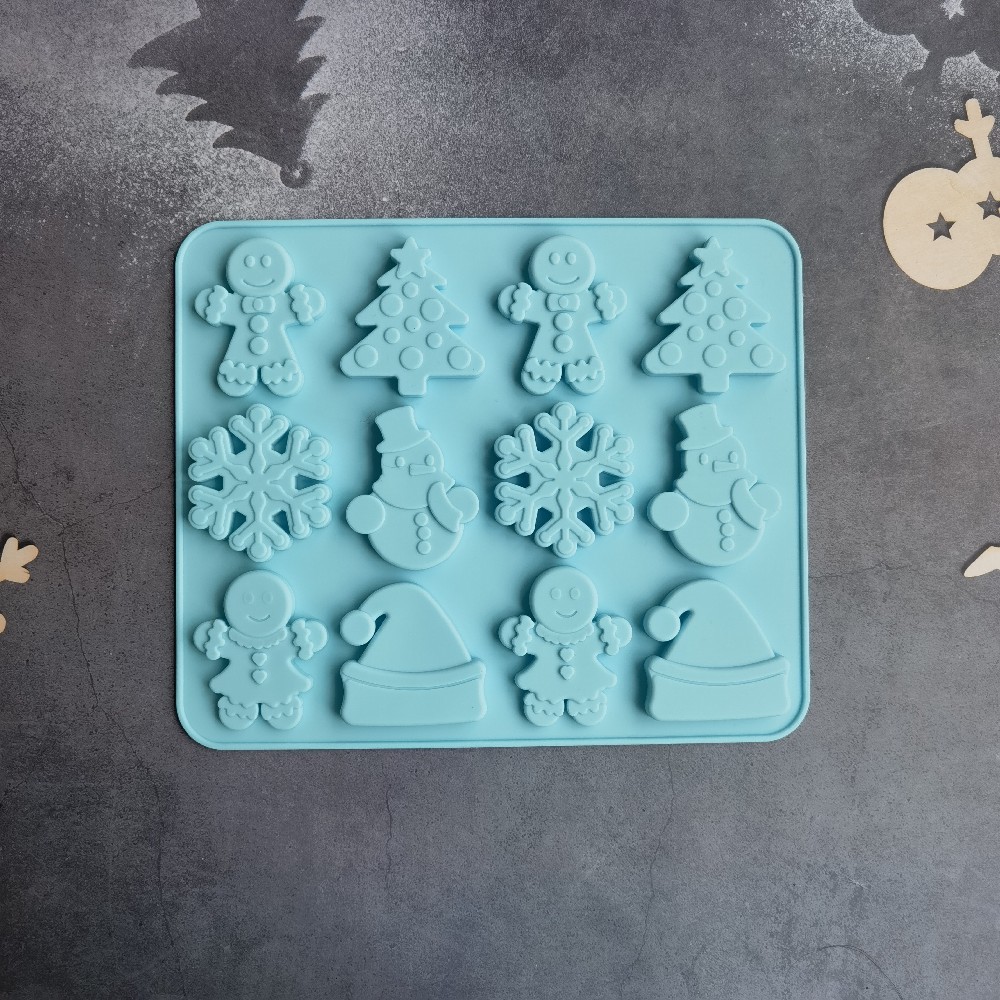 12 copos de nieve de Navidad 245 molde de silicona pastel helado pudín molde de postre jabón utensilios