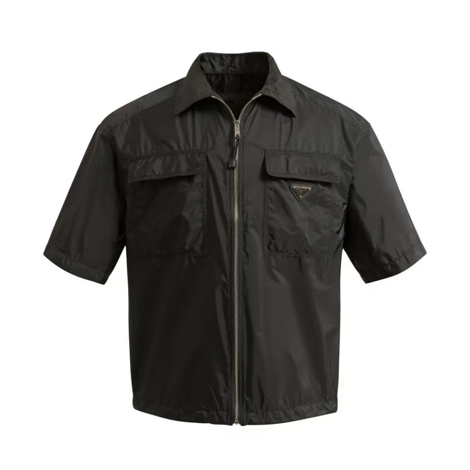 Prada Re-Nylon Shirt Triangle Logo Black