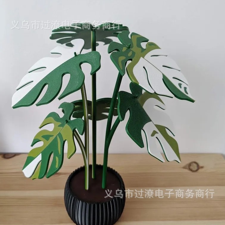 国境を越えた新しいモンステラ植物モンステラコースターシミュレーション緑の植物鉢植え屋内装飾植物プリント|undefined