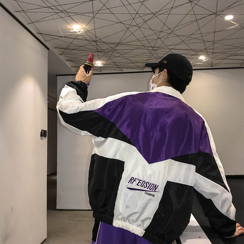 Primavera y otoño moda estilo coreano pareja color a juego hip hop béisbol chaqueta hombres BF Harajuku suelta estudiante Hong Kong estilo chaqueta moda