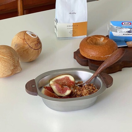 Korean Imported Polaathome Designer Style Wooden Handle Anti-Scald Stainless Steel Bowl Rice Bowl for Kidsren and Adults Korean Style Meal Korean Imported Polaathome Designer Style Wooden Handle Anti-Scald Stainless Steel Bowl Rice Bowl for Kidsren and Adults Korean Style Meal