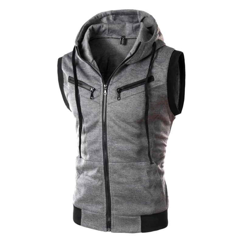 Внешняя торговля AliExpress Wish Летний Новый мужской жилет без рукавов с капюшоном, однотонный Повседневный тонкий жилет wzfiberglass