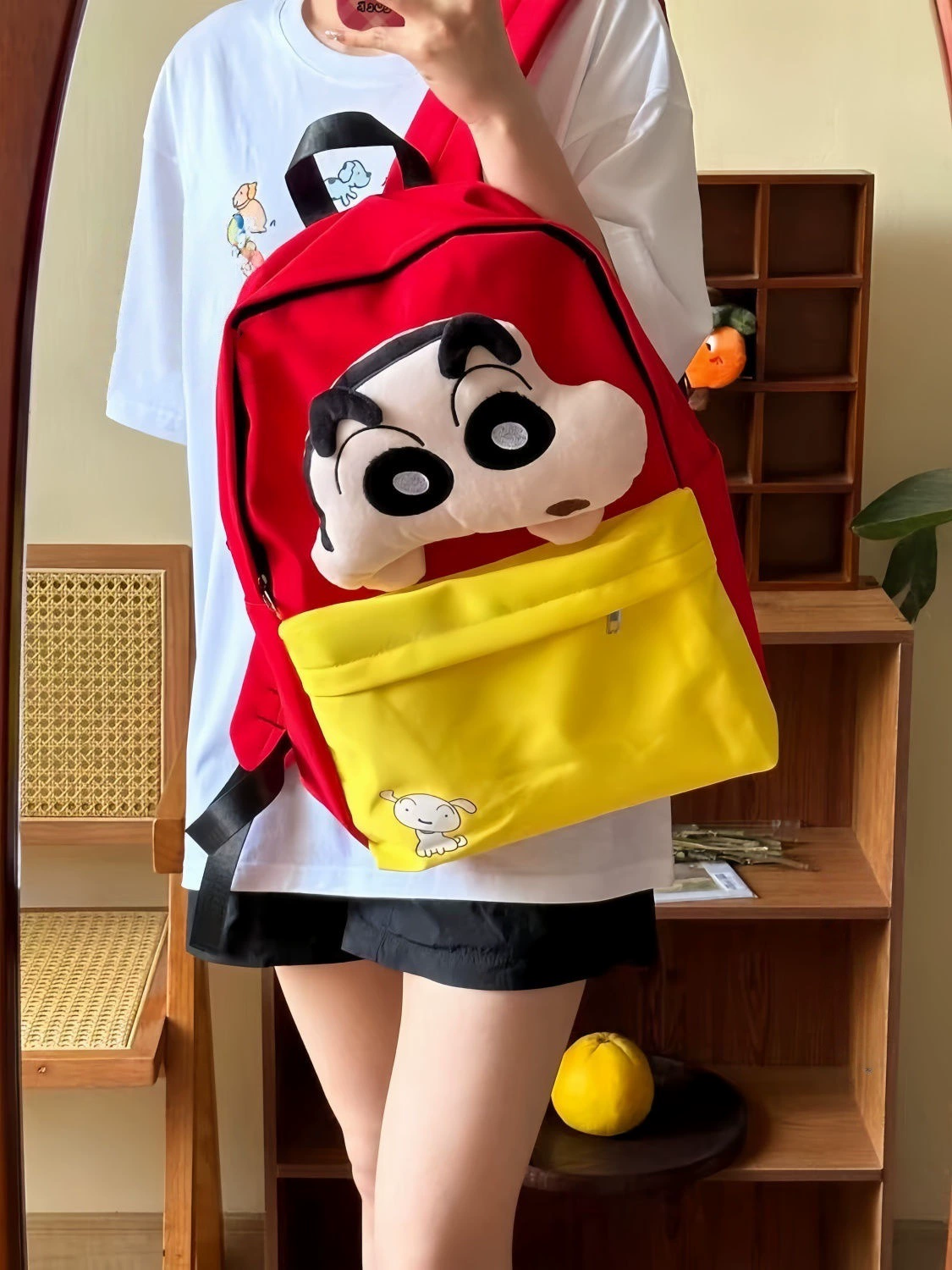 Cartoon crayons, cute doll, school bag for elementary school students, Korean style, worn on the shoulder