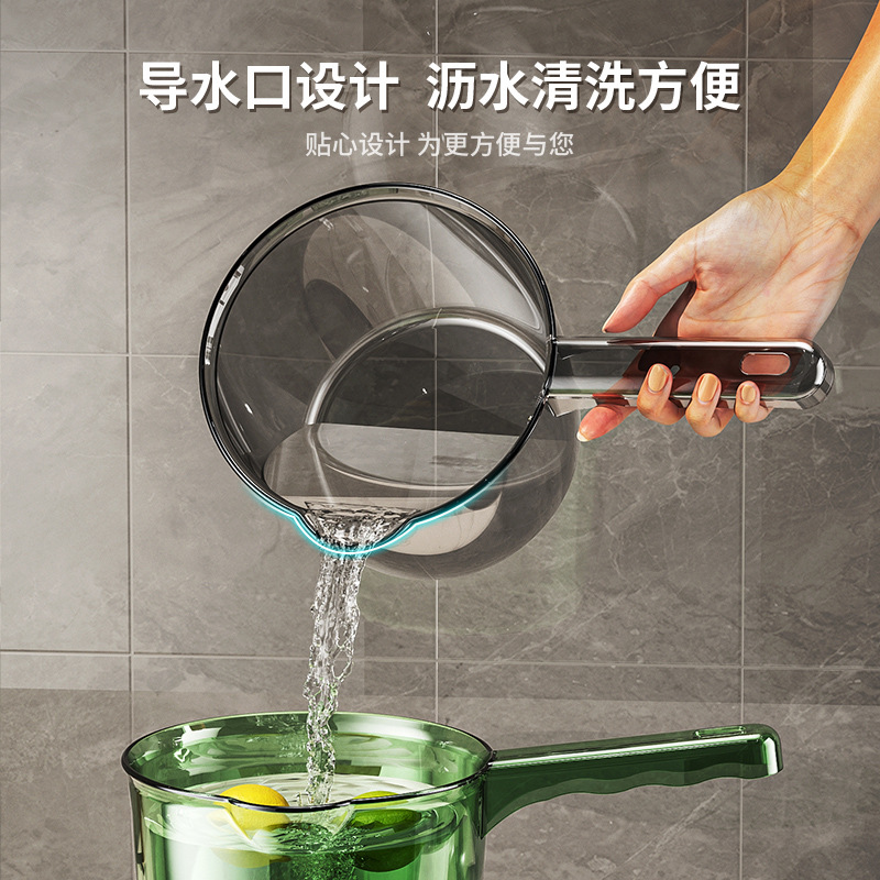 Household Essential Deepened Large Kitchen Water Scoop Long Handle Water Scoop Plastic Shampoo Water Scoop Thickened Transparent Water Scoop