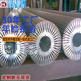 佛山铝材厂挤压加工铝合金太阳花散热器型材复杂截面表面阳极氧化