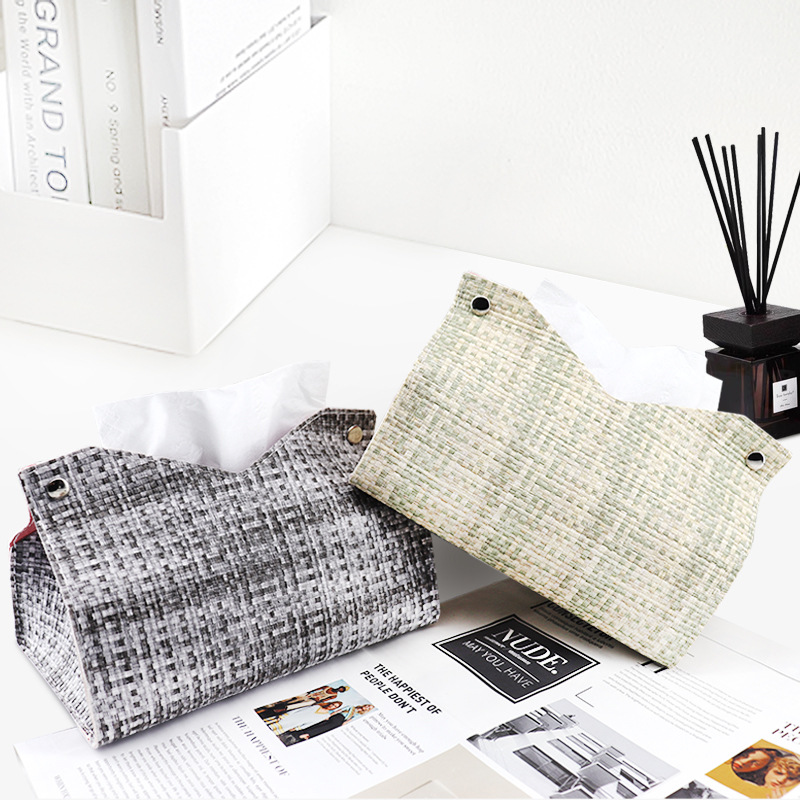 Caja de pañuelos de colores Sala de estar Dormitorio PU Caja de dibujo de cuero Servilleta de hotel Caja de dibujo de papel Bolsa de pañuelos de coche