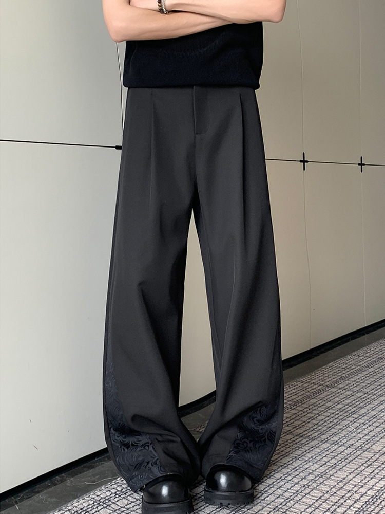 Herren Freizeithose Im Chinastil Mit Dunklem Muster, Locker_voghion.com