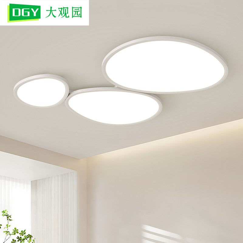 Gran vista de jardín lámpara de sala de estar lámpara de nubes lámpara de protección de ojos lámpara principal de vestíbulo moderna y simple lámpara de techo de guijarro nórdica 115