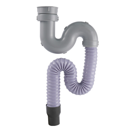 Kitchen sink drain pipe kitchen single slot double slot S-bend steel wire deodorant drain pipe single sewer pipe