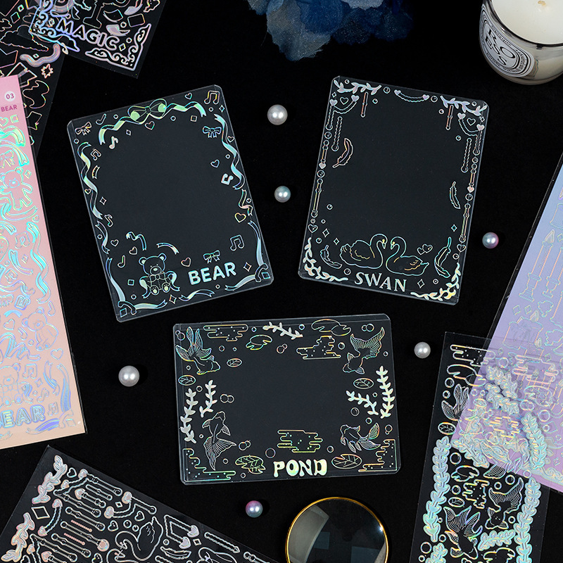 Aurora LINE láser pegatinas diy foto decoración base material collage pegatinas de papelería