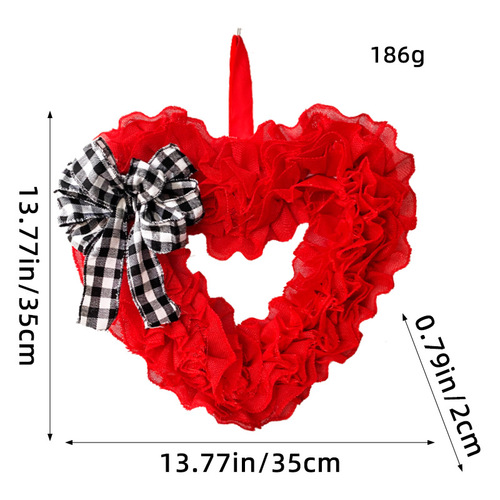 Love in Hong Kong 2024 cross-border new product front door decoration fabric Valentine's Day wreath heart wall hanging holiday arrangement