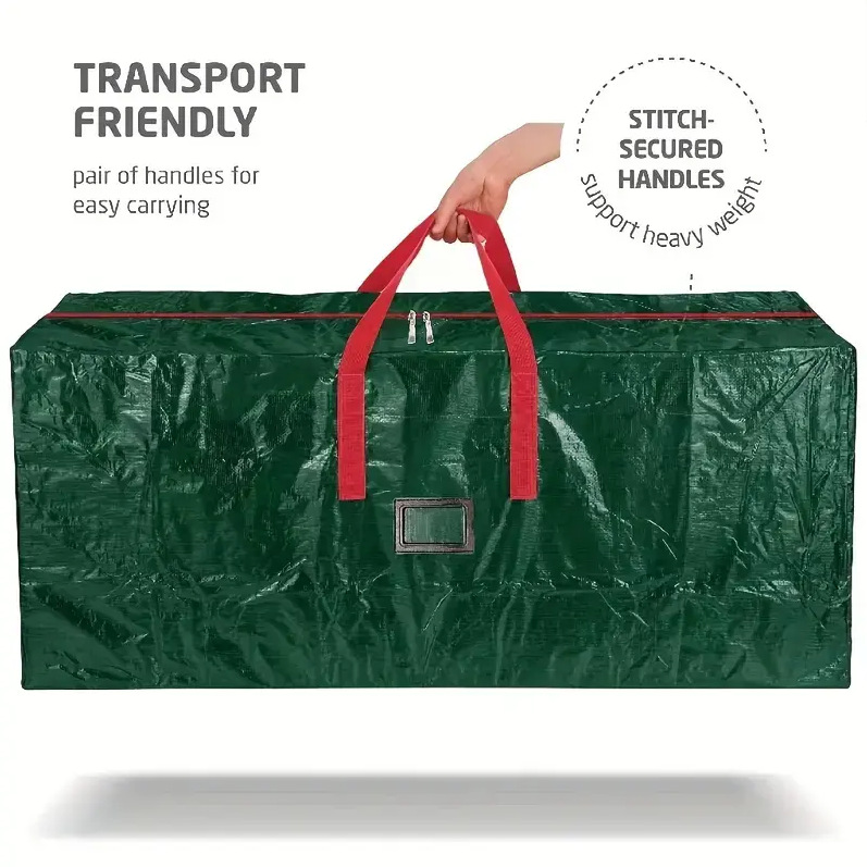 Venta directa de fábrica Comercio electrónico transfronterizo Bolsa de almacenamiento de bolsa de árbol de Navidad de PE verde Bolsa de almacenamiento de ropa Bolsa de embalaje móvil en stock